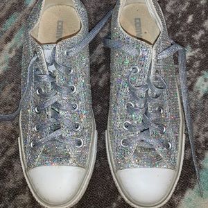 Sparkly Glitter Silver Converse Sneakers